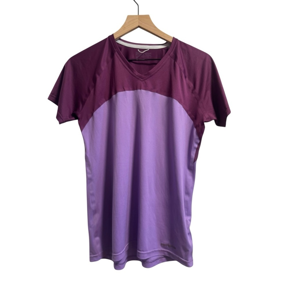 Patagonia Short Sleeve Performance Tee Size Medium Purple Colorblock Athletic